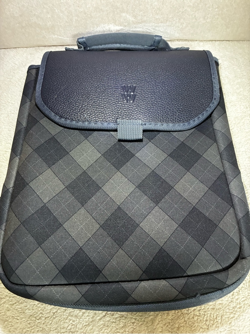 Wilson Black & Gray Check Laptop Messenger Bag
